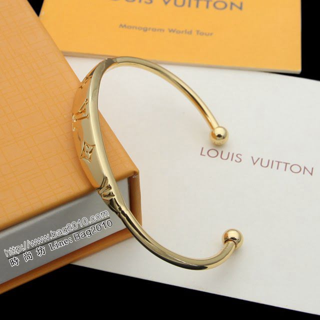Louis Vuitton新款飾品 路易威登經典Monogram花紋開口手環 LV新款半圓開口手鐲  zglv1877